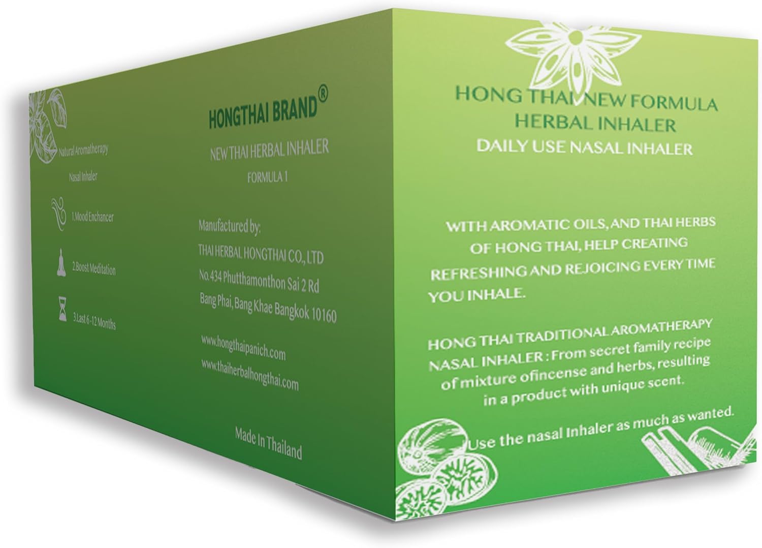 HONG THAI New Herbal Cotton Inhaler Pack of 12